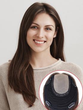 Natürlicher Haaransatz Damen Silk-Top & Wefted Back Haarteil 16 Inches Länge TP007