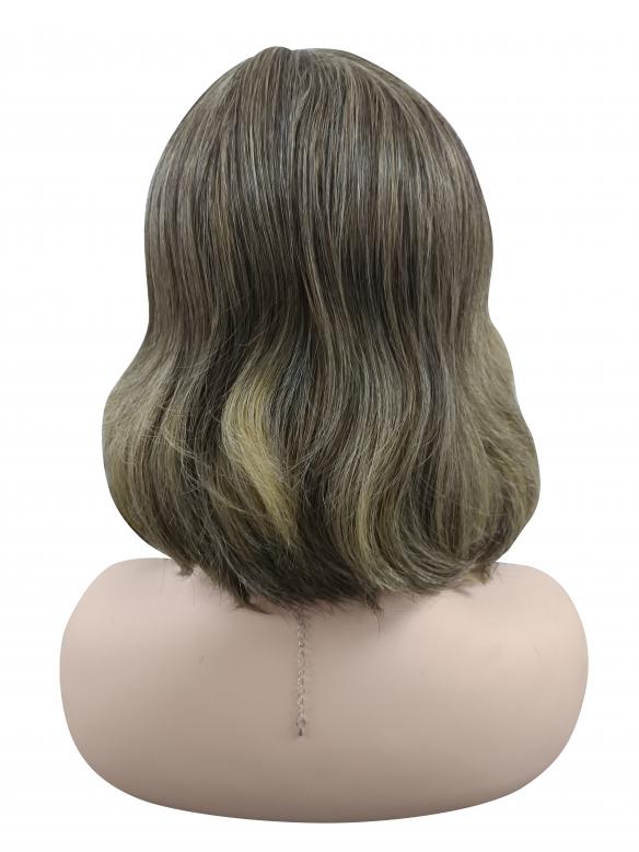 Hellrot-Goldenblond wellige Synthetische Perücke (Lace Part) DLP016