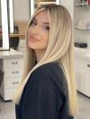Glatte Echthaar-Perücke in Blond-Ombre EH048