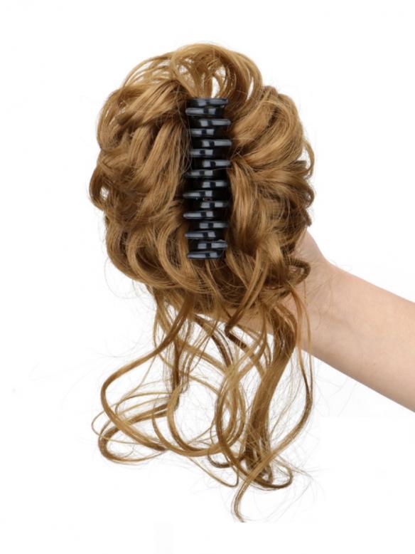  Lockiges Dutt-Haarteil mit Haarkralle – Voluminöser Messy Bun Look HE003