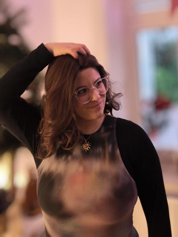 Lange wellige synthetische Perücke in Dunkelbraun (Lace Part) DLP014