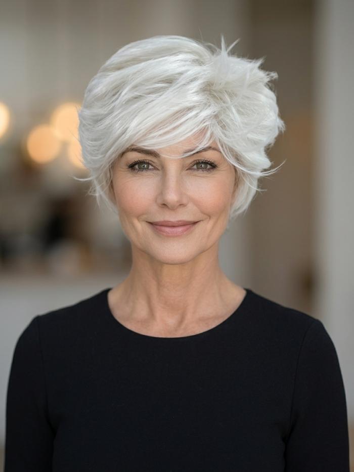 Coole kurze Kunsthaarperücke in Weiß (Standard Kappe) DBK015