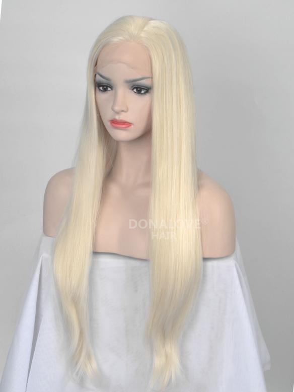 Hellblonde Hüftlänge Gerade Synthetische Lace Perücke-SNY051