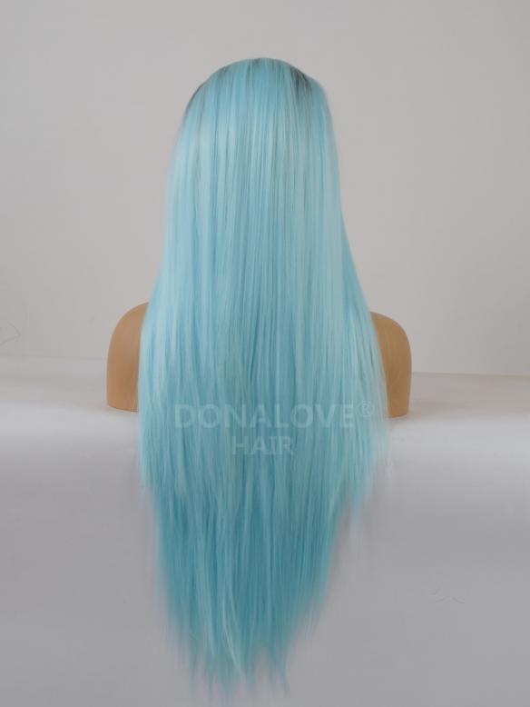 Blau Ombre Lange Glatte Synthetische Lace Front Perücke SNY286