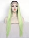 Schwarz nach Grün Gerade Synthetische Lace Front Perücke-SNY042