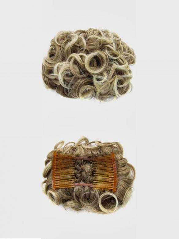 Kurzes Lockiges Dutt Haarteil Messy Bun Look HE005