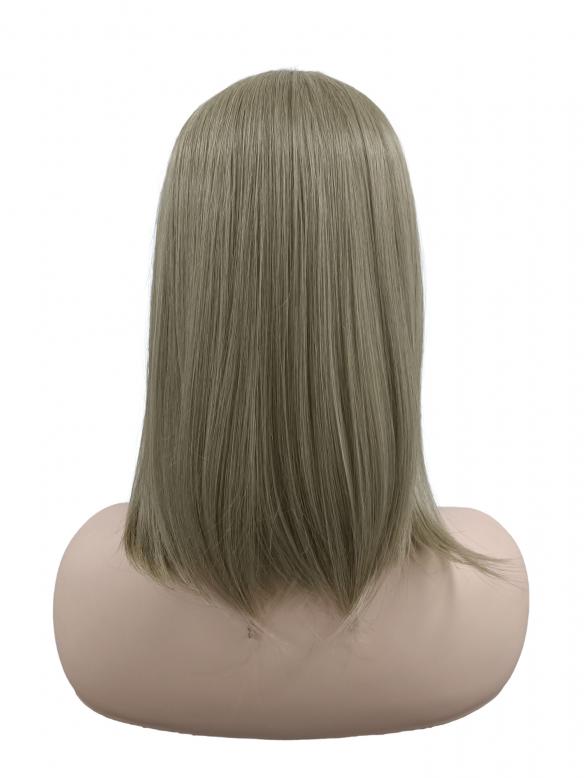 Aschblond mit Pony Mittellang&Elegant Synthetische Perücke (Lace Part) DLP031