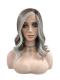 Gewellte Synthetische-Perücke im Weißblond/Hellhonigblond/Braun-Mix mit zwei platinblonden Strähnen vorne (Lace Part)  DLP051