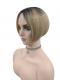 Coole Bob-Synthetische Perücke mit braunen Wurzeln und Ombre-Übergang zu hellem Blond. (MONO TOP) DBK015