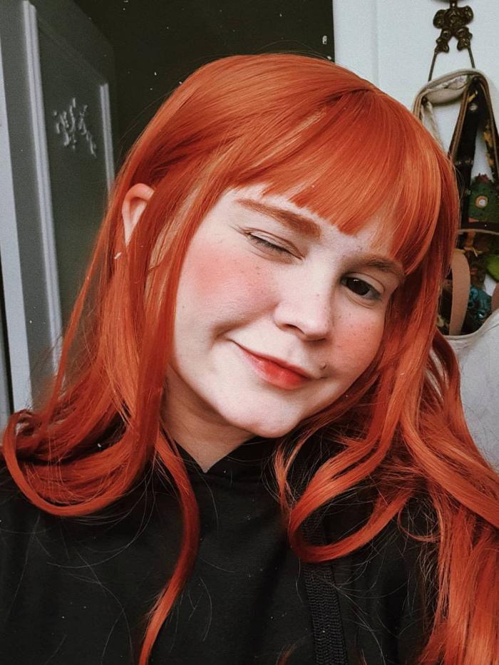 Lolita Orange Synthetische Gewebte Netzkaape Perücke-DL057