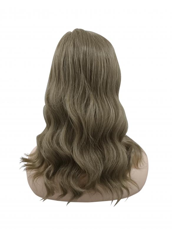 Natürliche Aschbraune Gewellte Synthetische Perücke (Lace Part) DLP010