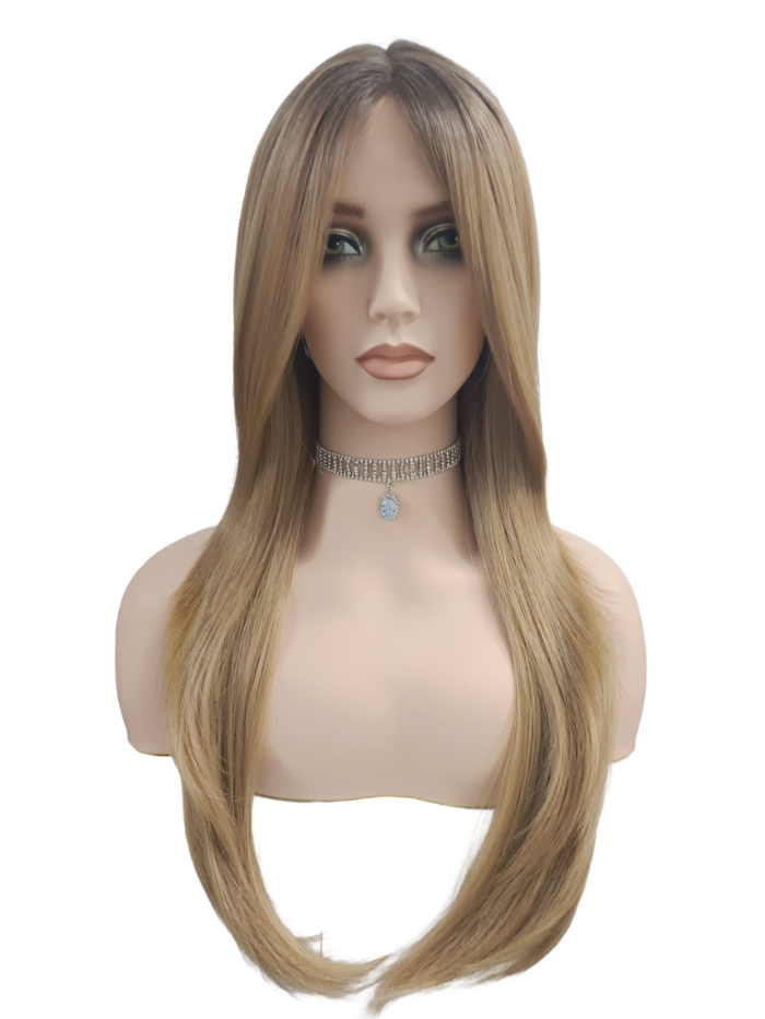 Seidige Honigblonde Lange Synthetische Perücke (Lace Part) DLP030
