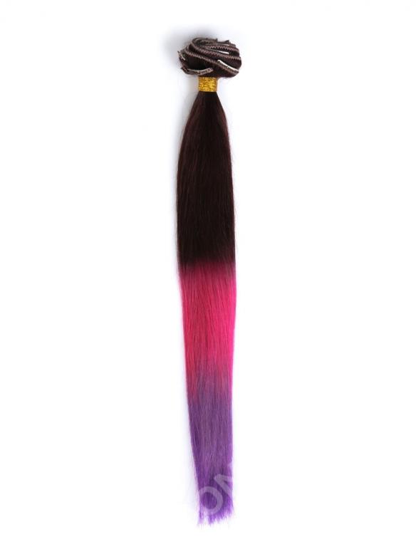 Braun nach Rosa nach Lila Bunte Clip In Hair Extensions CD008