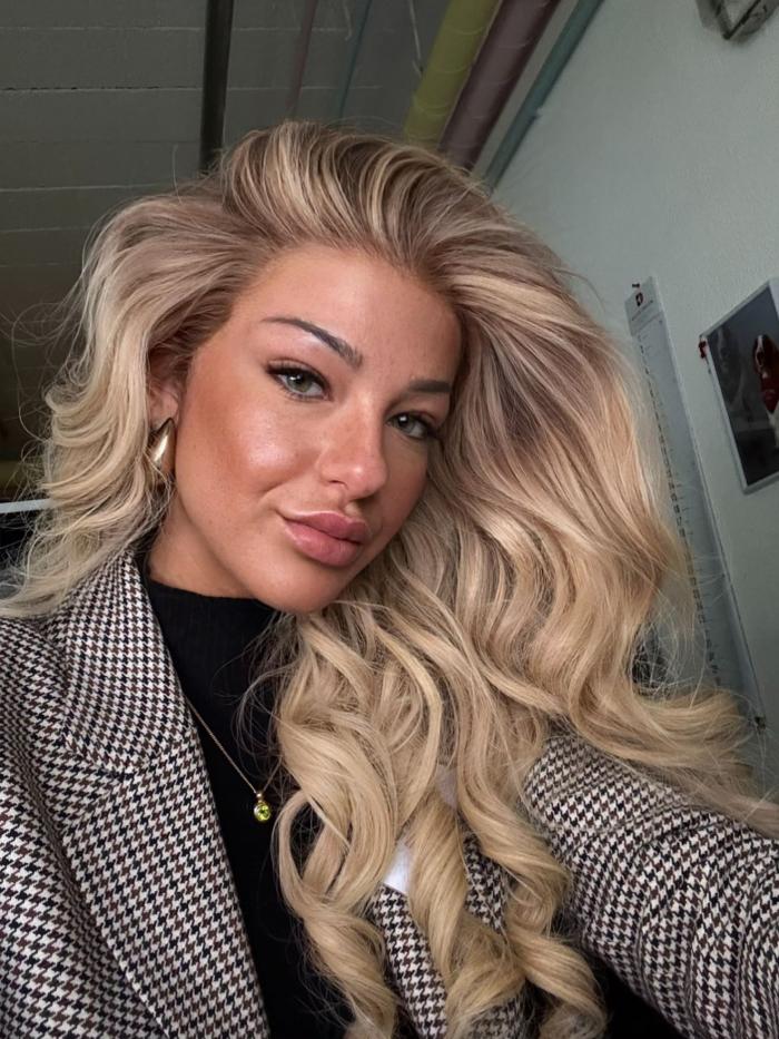 Blond Ombre Lang Wellig Echthaar Perücke HH136