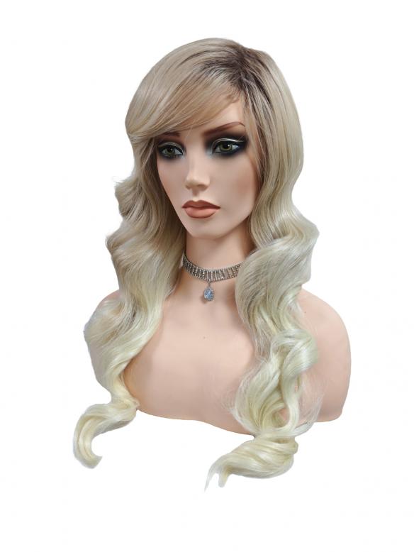 Blond Ombre Perücke mit Baby Pony Synthetisch natürlich stilvoll (Basic Kappe) DBK022