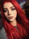 Heiß Rot Hüftlänge Gerade Synthetische Lace Perücke-SNY057