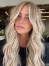 Gewellte Echthaar Perücke in Blond Ombre mit Highlights EH021