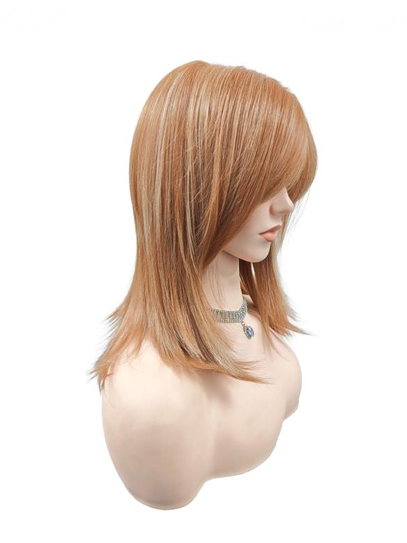Elegante Kunsthaarperücke in Kupferrot mit Pony (Standard Kappe) DBK007
