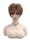 Kurze kastanienbraune synthetische Perücke (Basis Kappe) DBK001