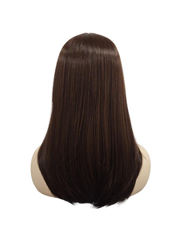 Lange synthetische Perücke in dunkelrötlichem Braun (Lace Part) DLP011