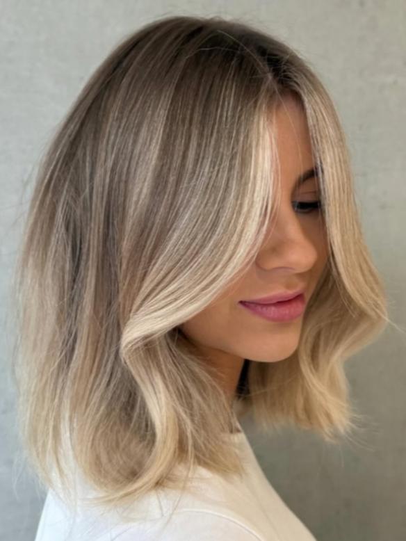 Luxuriöse Braun Blond Balayage Bob Perücke Zeitlos Elegant 100% Echthaar EH063