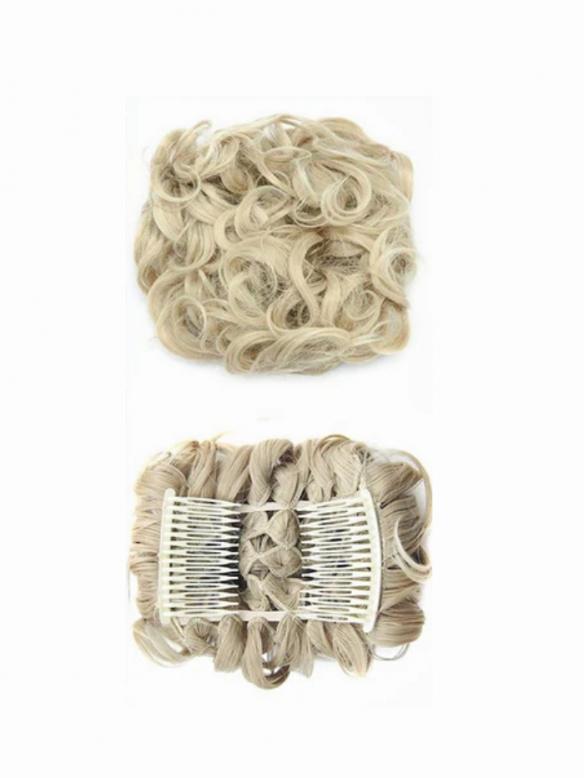 Kurzes Lockiges Dutt Haarteil Messy Bun Look HE005