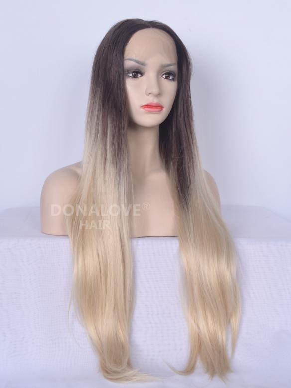 Dunkelbraun Ombre Blond Lang Synthetische Lace Front Perücke SNY094