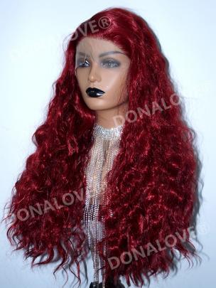 Rot Lange Wellige Synthetische Lace Front Perücke-SNY151