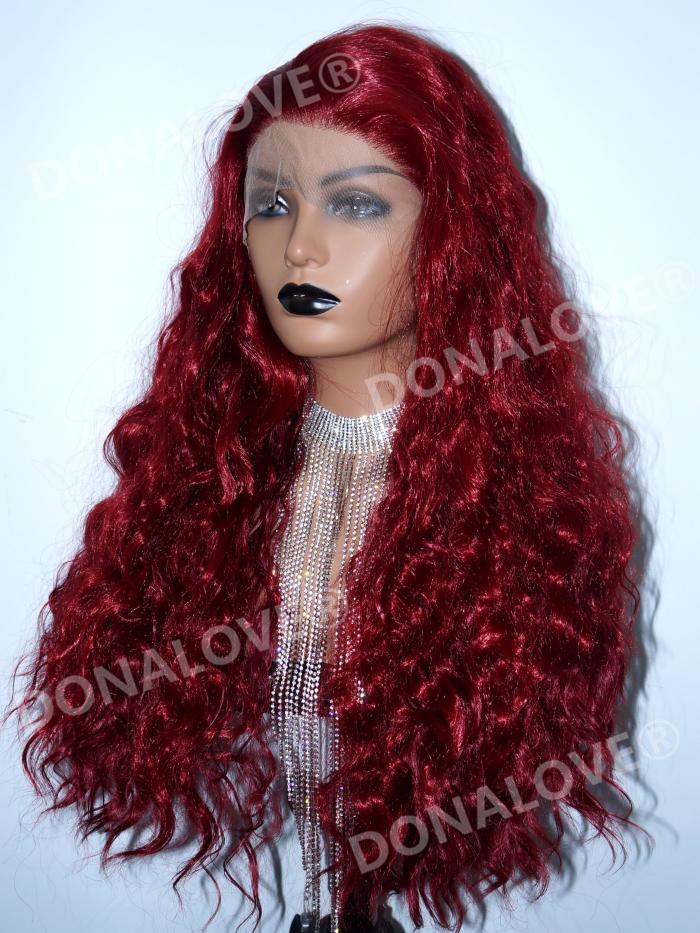 Rot Lange Wellige Synthetische Lace Front Perücke-SNY151