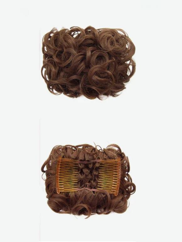 Kurzes Lockiges Dutt Haarteil Messy Bun Look HE005