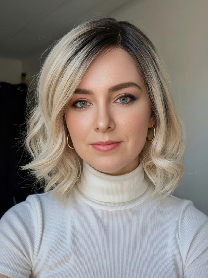 Kunsthaarperücke – Schwarzer Ansatz mit blondem Haar (Lace Front) DLP003