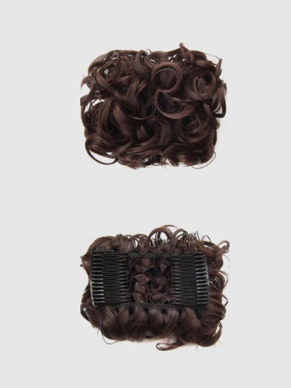 Kurzes Lockiges Dutt Haarteil Messy Bun Look HE005