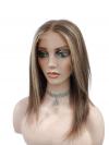 100% Remy Echthaar Perücke Braun mit goldblonden Strähnen EH026