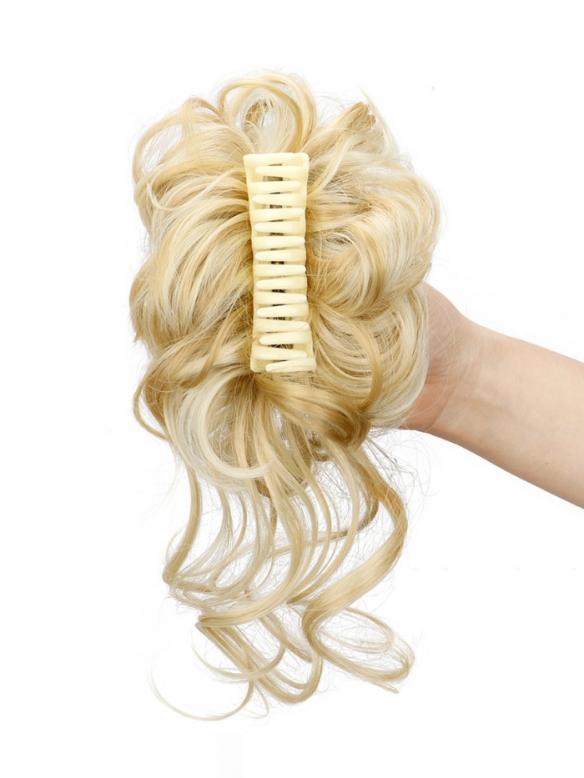  Lockiges Dutt-Haarteil mit Haarkralle – Voluminöser Messy Bun Look HE003