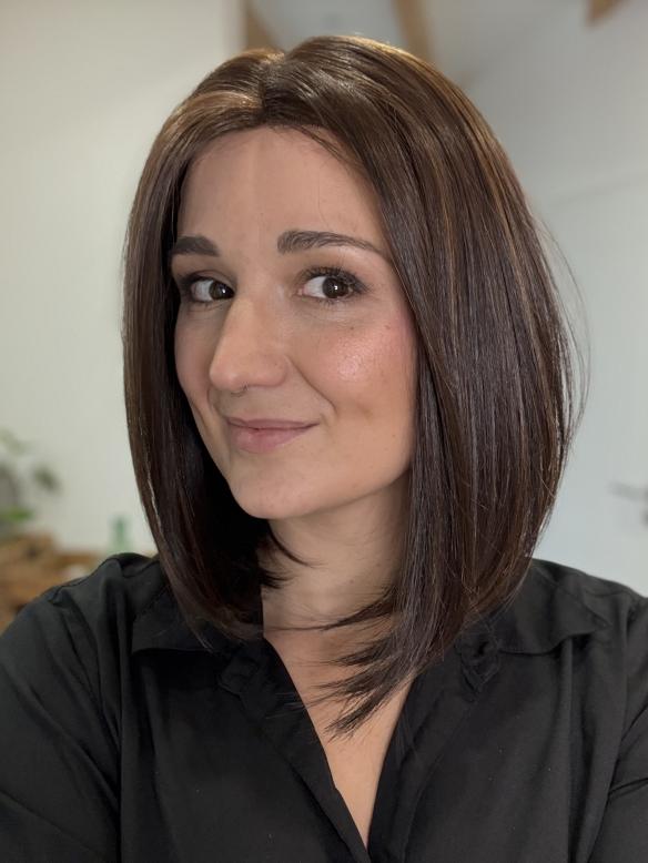 Dunkelbraun mit blonden Highlights Synthetische Perücke (MONO TOP) DMT007