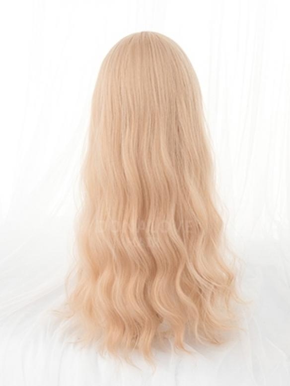 Blonde Lange Wellige Sythetische Gewebted Netzkappe Perücke LG180