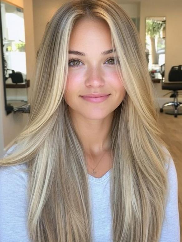 Dunkelblond mit Strähnchen in Hellblond EH017