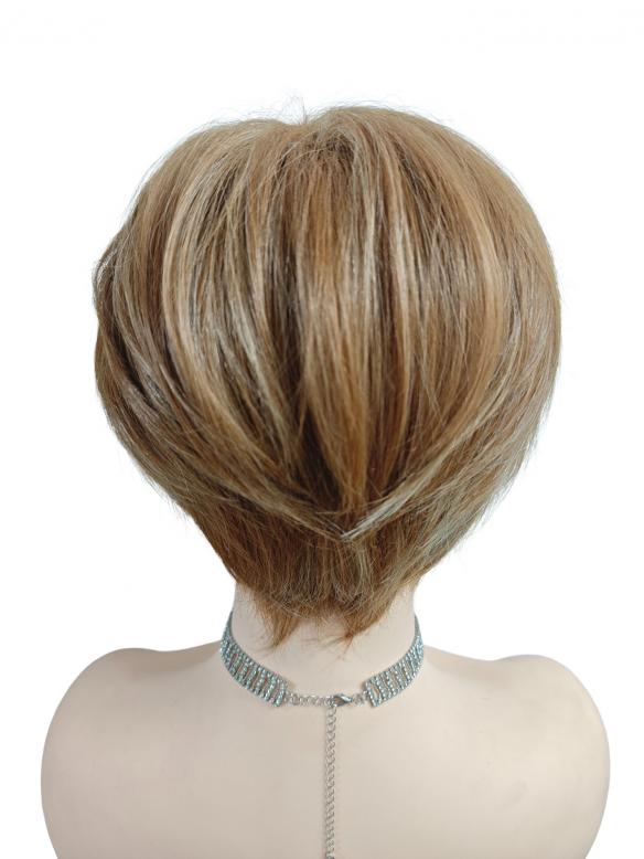 Synthetische Perücke in dunklem Kupferrot (Basis Kappe) DBK008