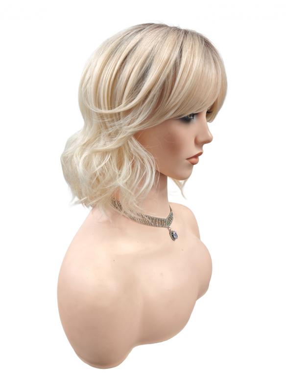 Bob Kunsthaart Perücke in Weißblond mit Pony DLP069