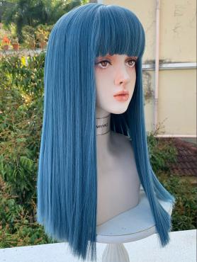 Blau STRAIGHT WEFTED SYNTHETIC WIG WITH BANGS LG937