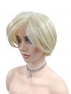 Kurze coole synthetische Perücke in Platinblond (Basis Kappe) DBK020