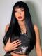 BLACK LONG STRAIGHT WEFTED SYNTHETIC WIG WITH BANGS LG919