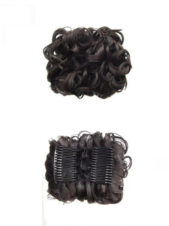 Kurzes Lockiges Dutt Haarteil Messy Bun Look HE005