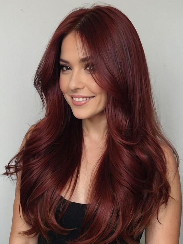 Natürlich schöne Echthaarperücke in Rotbraun EH008