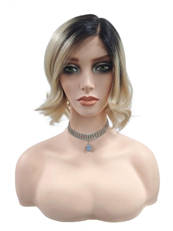 Blond Ombre mit leichtem Wellen Synthetische Perücke (Lace Part) DLP003