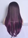 Schwarz ombre lila Hüftlänge Gerade Synthetische Lace Perücke-SNY021