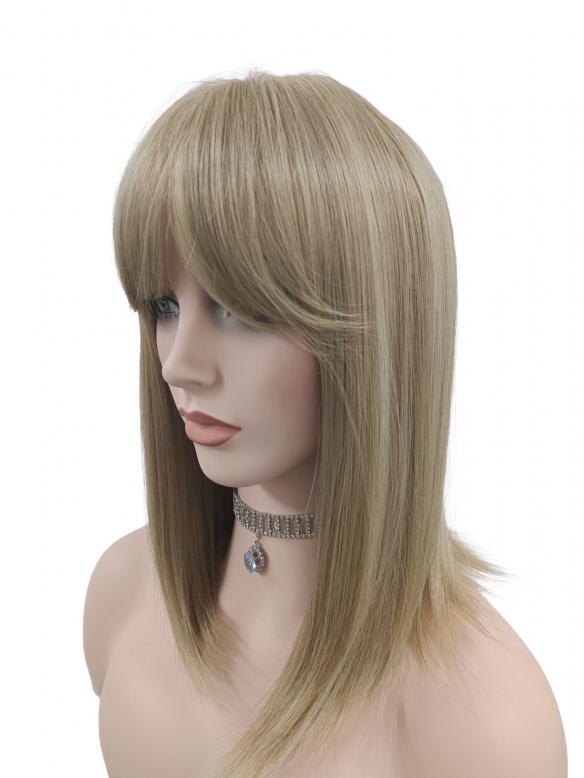 Aschblond mit Pony Mittellang&Elegant Synthetische Perücke (Lace Part) DLP031