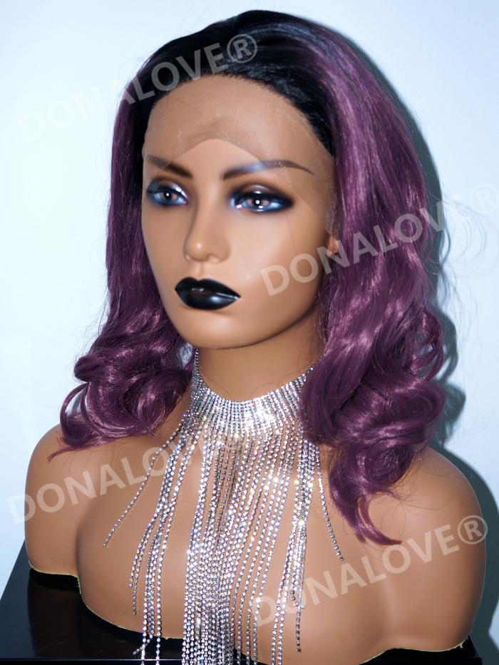 Lila Ombre Schulterlänge Wellige Synthetische Lace Front Perücke-SNY154