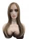 Warme Braun mit Blond glatte Synthetische Perücke (Lace Part) DLP002