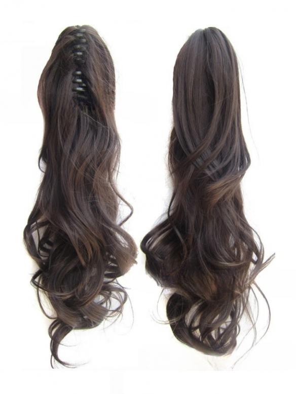 55cm-Ponytail-Haarteil mit Haarkralle – Lockiger Look zum Einklemmen HE004